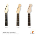 Sword, TL-style and ST-style guitar headstocks side by side