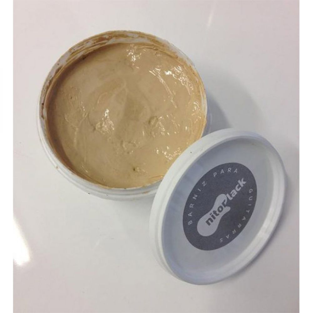 Grain Filler Waterbased Natural in open container showing natural tan paste with lid beside
