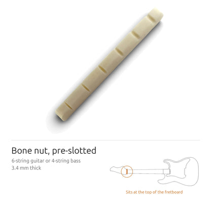 Bone nut and where it sits on a guitar