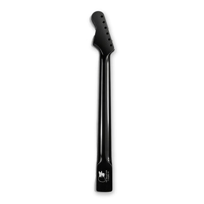 Manico chitarra personalizzato con paletta stile ST in vernice nera, retro