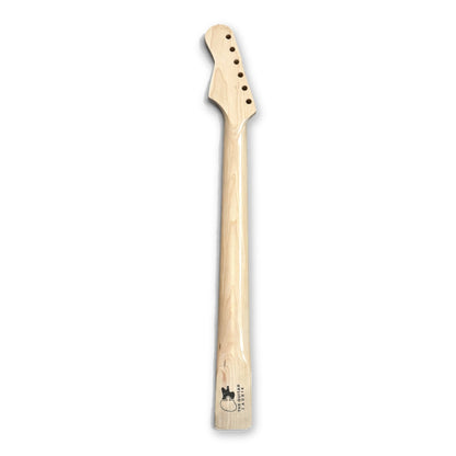 Manico chitarra personalizzato con paletta stile ST in vernice trasparente, retro