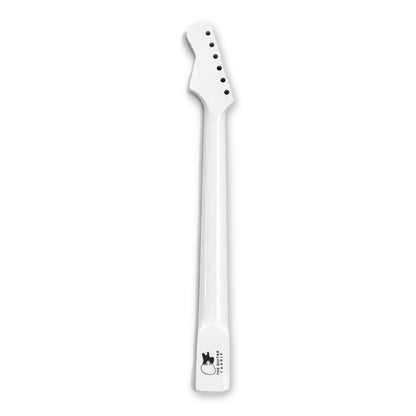 Manico chitarra personalizzato con paletta stile ST in vernice bianca, retro