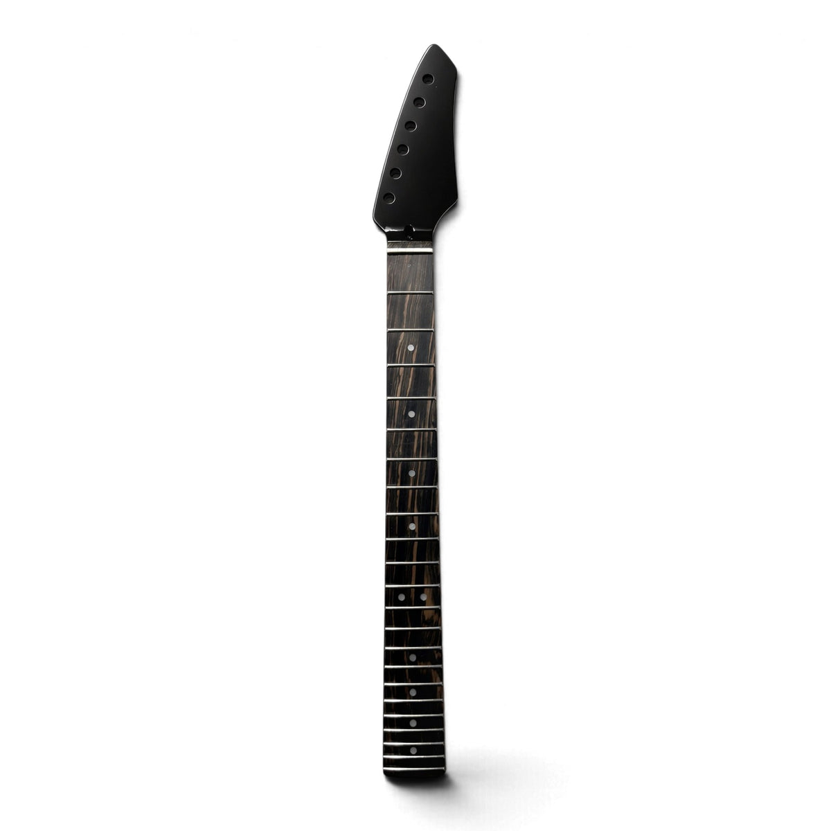 Manico chitarra personalizzato con paletta a punta in vernice nera, fronte