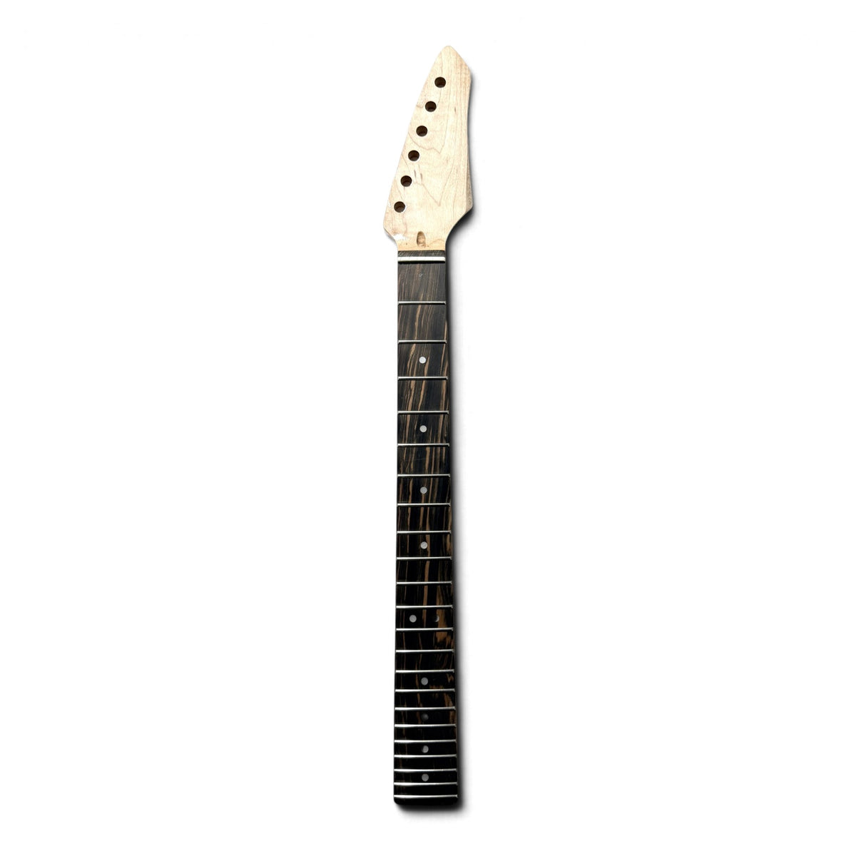 Manico chitarra personalizzato con paletta a punta in vernice trasparente, fronte