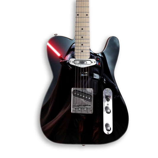 Dark Lord Saber guitar skin on a black Tele-style guitar