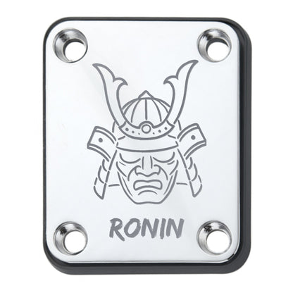 Chrome neck plate engraved with a samurai drawing and the word RONIN