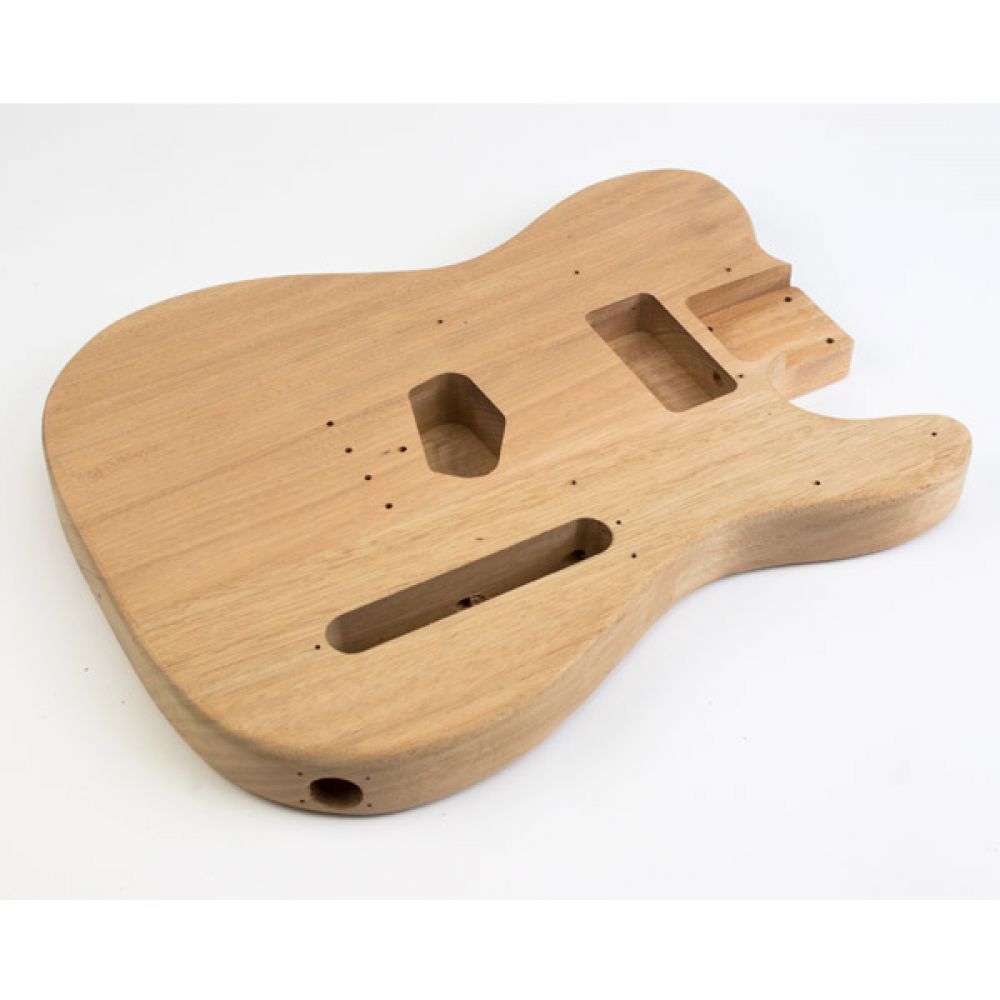 TL mahogany body three-quarter front angle showing all pickup and bridge cavities