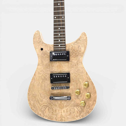 Assembled guitar kit front view with humbucker pickups, rosewood fretboard, and chrome hardware