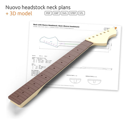 Neck plans with the Nuovo headstock, included in the set