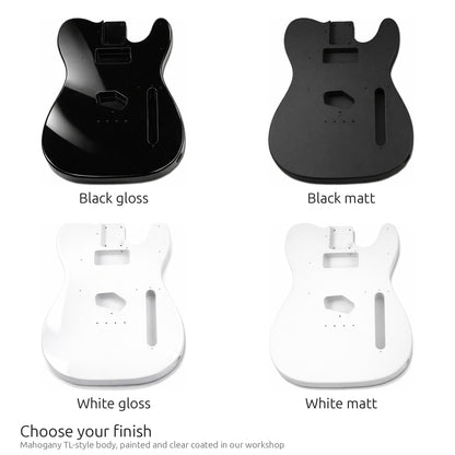 Body finish chart: black gloss, black matt, white gloss, white matt