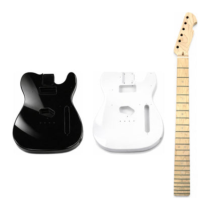Pre-painted TL-style guitar kit: black gloss and white gloss mahogany bodies with a finished maple neck