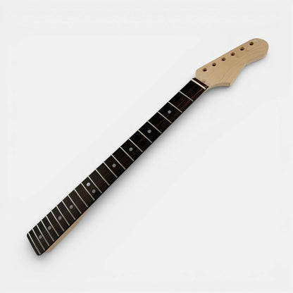 Maple neck with ebony fretboard and dot inlays