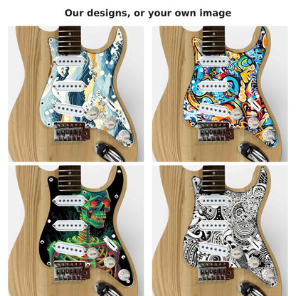 The ST-style kit with four different artwork pickguards