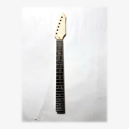 Sword headstock guitar neck in clear gloss varnish, front with the ebony fretboard