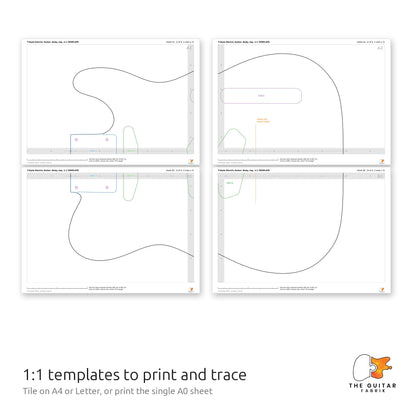 1:1 T-style body templates tiled on printed sheets