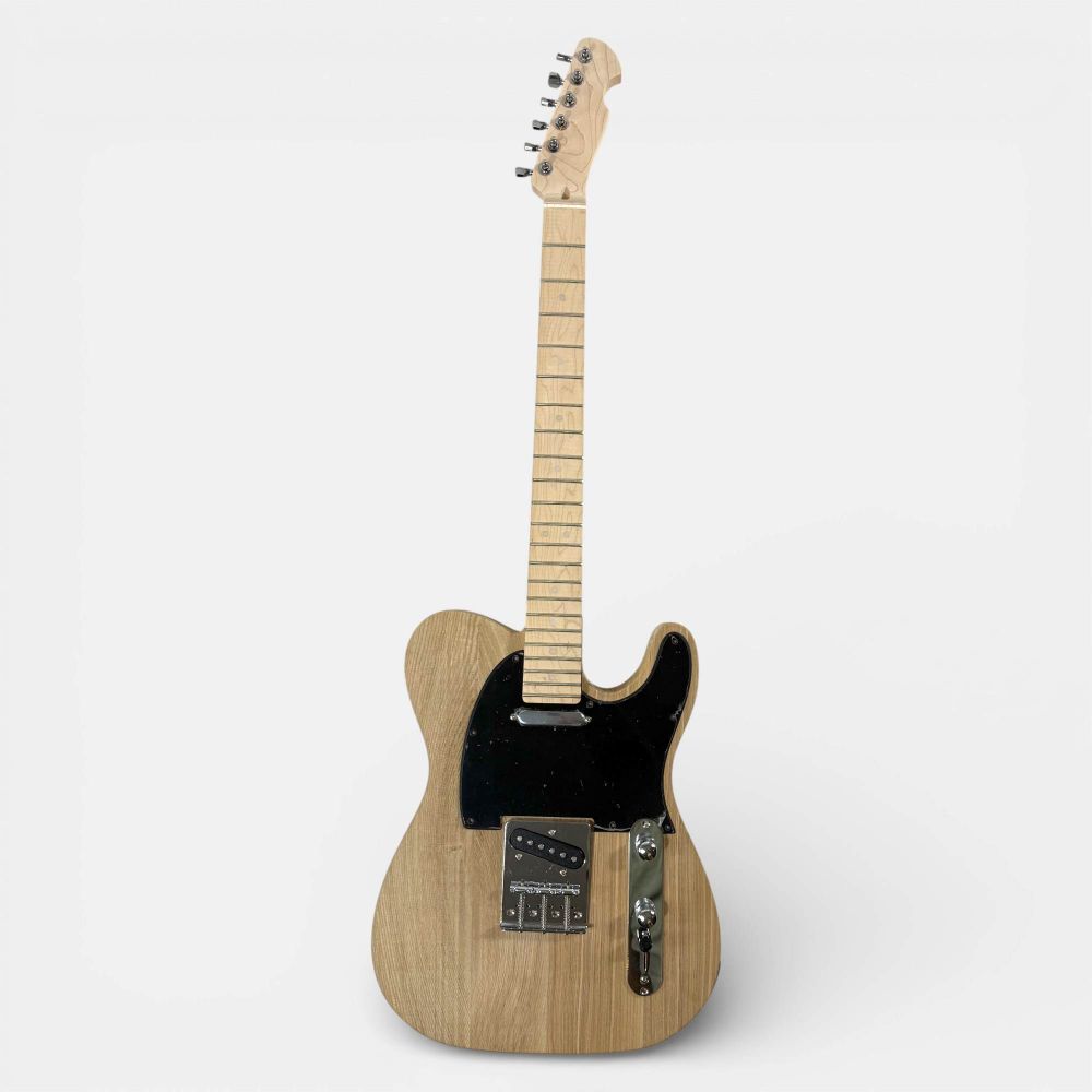 Fully built TL Classic guitar back view displaying maple neck and headstock with chrome tuning machines