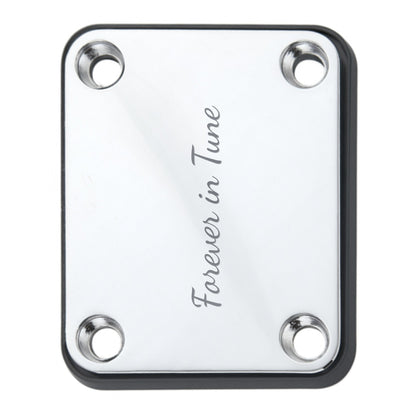 Engraved neck plate with the text turned to run along the plate