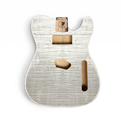TL-style guitar body, ash flame veneer, white binding