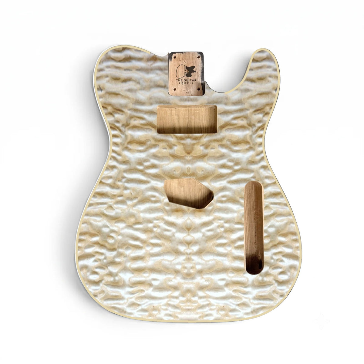 TL-style guitar body, quilted maple veneer, cream binding