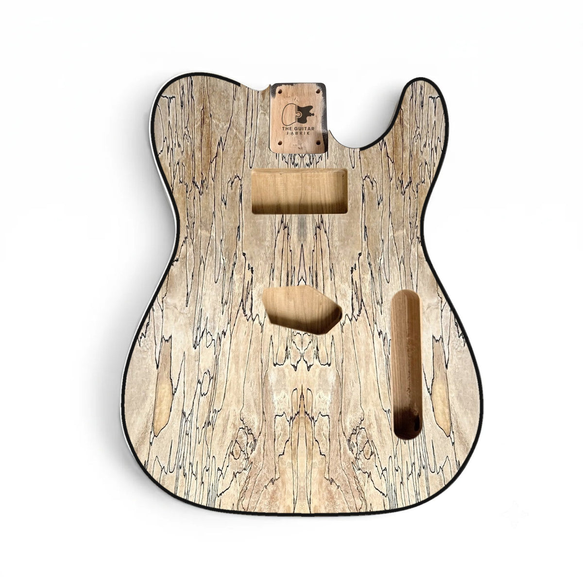 TL-style guitar body, spalted maple veneer, black binding