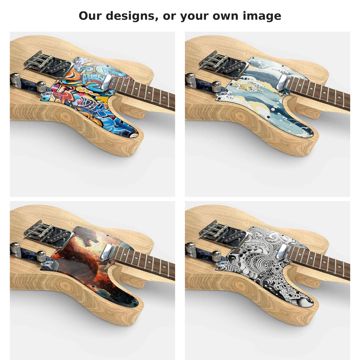 The TL-style kit with four different artwork pickguards