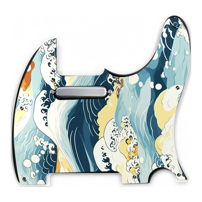 Pickguard type T précâblé imprimé avec un visuel vague japonaise