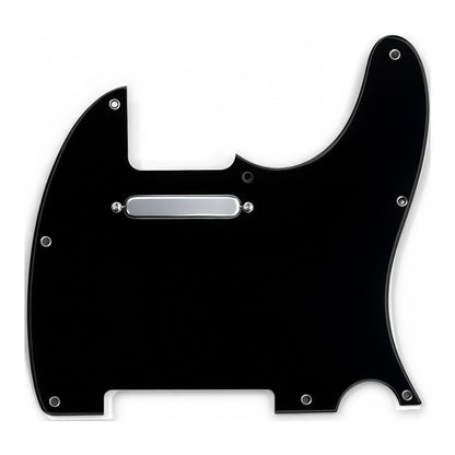 Pickguard type T précâblé noir uni avec micro manche chromé et vis chromées