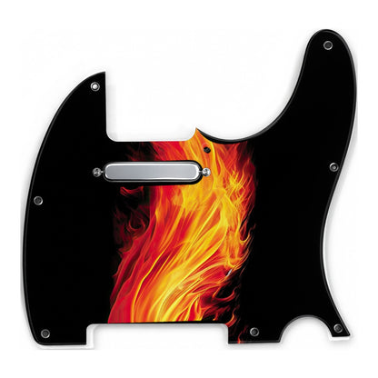 Pickguard type T précâblé imprimé avec un visuel flammes