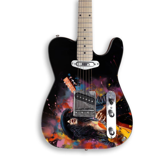 Slash guitar skin on a black Tele-style guitar