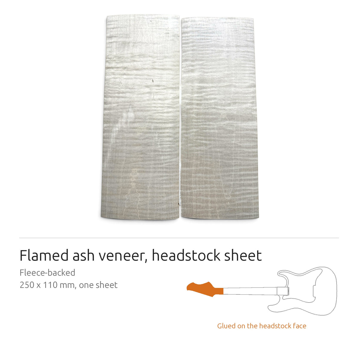 Flamed Ash veneer, fleece-backed, book-matched pair for a guitar top