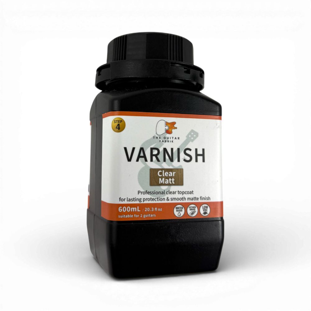 Angled three-quarter view of Clear Matt Lacquer 600mL bottle with full product label visible