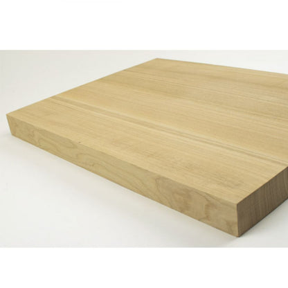 Ash wood block perspective angle revealing thickness depth and glued seams for guitar body blanks