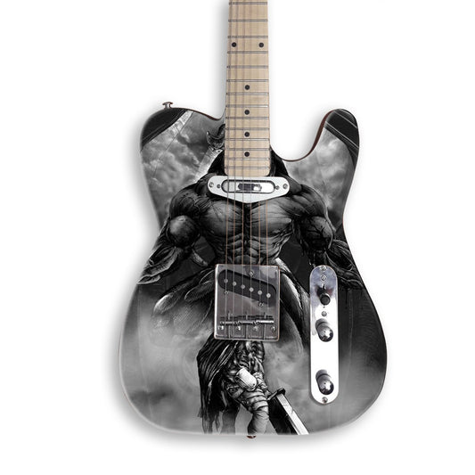 Skin per chitarra Duello col demone su una chitarra nera stile Tele