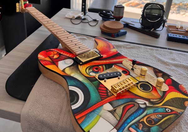 Guitar Skin example on electric guitar