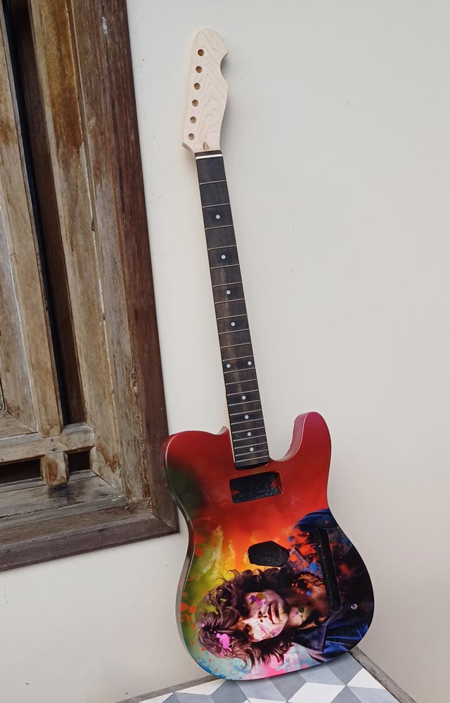 Peau de guitare installée sur Telecaster