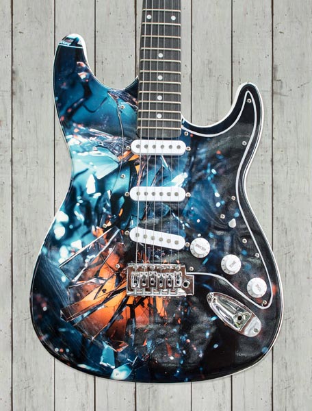 Peau de guitare sur une Stratocaster