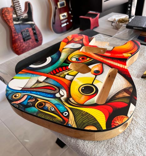 Enveloppe de guitare sur une guitare électrique